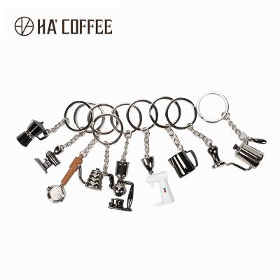 China Eco-friendly High Quality Coffee Pot Shape Metal Coffee Key Chain Key Ring Key Chain for sale