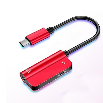 China Red Mobile Phone USB Type C To 3.5 Female 4 Pin Earphone Adapter For Gaming And Charging Calling for sale