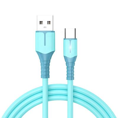 China MP3/MP4 Player Menthol Blue Silicon Rubber Fast Charging Usb C Cable A To USB C Charging Cable With LED Lights for sale