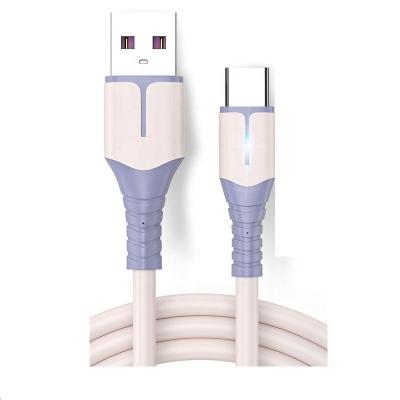 China Pink Fast Silicon MP3/MP4 Player Charging Rubber Usb C Cable Type A To Type C USB Charging Cable With LED Lights for sale