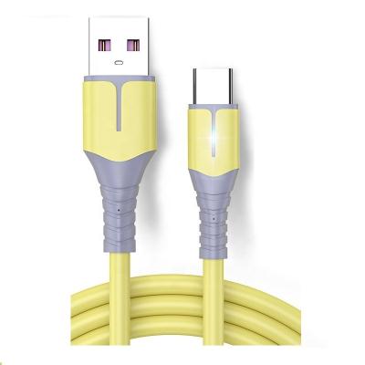 China MP3/MP4 Player Fast Charging Milky Yellow Silicon Rubber Usb C Cable A To USB C Charging Cable With LED Lights for sale