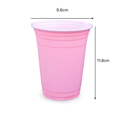 China Single wall manufacturers wholesale disposable pink color pp plastic water cups plastic party cups copos de plastico 16 oz for sale