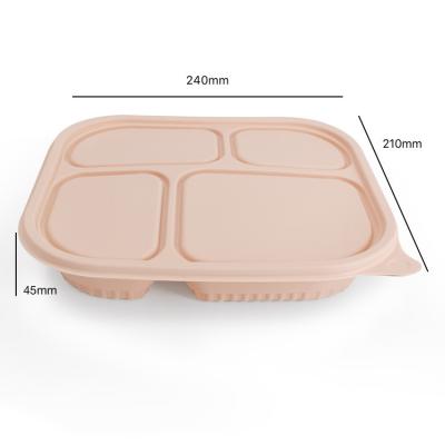 China With Degradable Leak Proof Cornstarch Leak Proof Food Packaging 4 Containers 100% Bio Microwavable Lunch Box Takeaways for sale