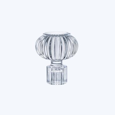 China Glass Home Candlestick Crystal Decoration Clear Glass Candlestick Holder for Table Wedding Dining and Party for sale