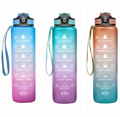 China Sustainable 1L Tritan BPA Free Time Marker Frosted Plastic Motivational Sports Water Bottle With Straw for sale