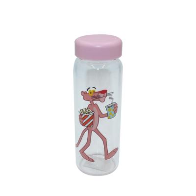 China New Sustainable Design Glass Crystal Children Cartoon Eco Friendly Water Bottle For Girls for sale