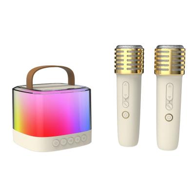 China Colorful LED light Mini Karaoke Machine with Light, Christmas Birthday Gifts for Kids, Friends, Portable Bluetooth Speaker with Wireless Microphone for sale