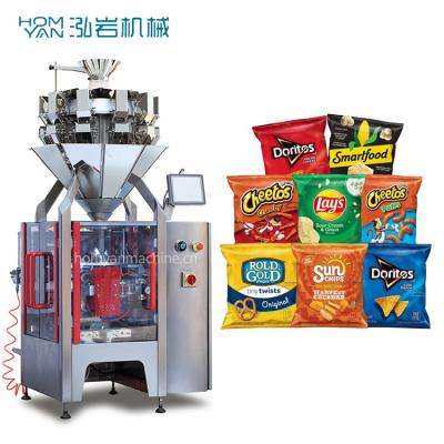 China Food professional designed 10/14 head vertical weighing and packing machine, multi head electronic scale, puffed food packing machi for sale