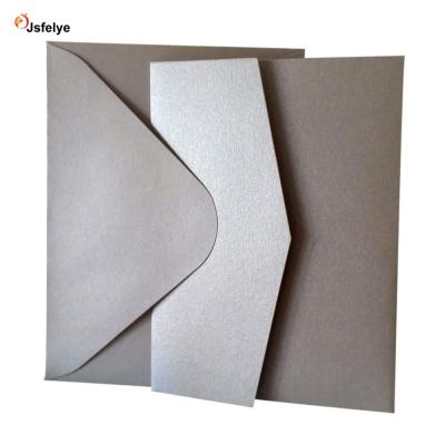 China Business Envelope Pearl Paper Pocket Fold Wedding Invitation Cards With Envelope Pocketfold Invite for sale