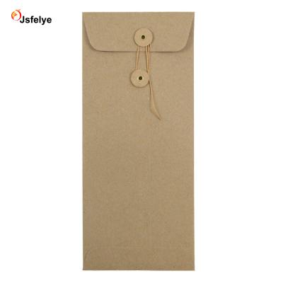 China Business Brown Kraft Paper Button And String Tie Envelope Recycled Closure Envelope for sale