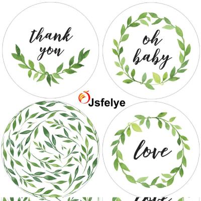 China 1.75 Inch Greenery Decorative Sticker Thank You Stickers Baby Shower Favor Labels for sale