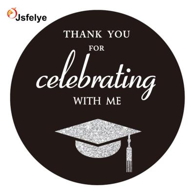 China Decorative Sticker 2 Inch Silver Classroom Graduation Thank You Stickers Congratulations Party Circle Favor Sticker for sale