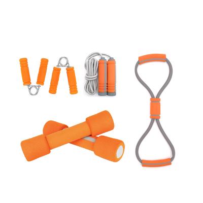 China Durable Adjustable Foam Dumbbell Jump Rope 8 Exercise Rope Fitness Hand Shaped Elastic Grip for sale