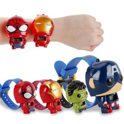 China Kids Marvel The Avenger Alliance Spider Man Iron Man Superhero Kids Cartoon Boy Girl Elastic Watch Toy for sale