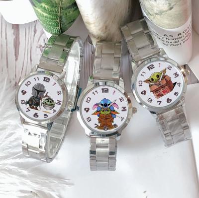 China 2021 New Yoda Unisex Baby Girl Lady Cartoon Stainless Steel Watch Band Cute Waterproof Watch for sale