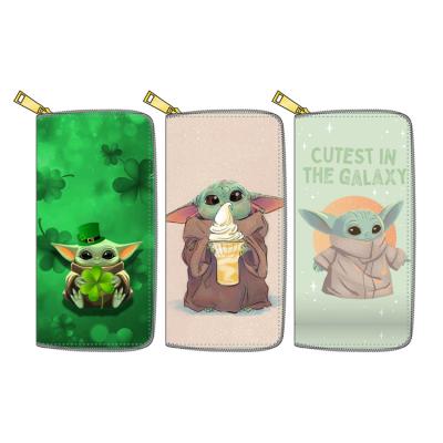 China Waterproof 2021 new cartoon Yoda wallet along cute cheap high grade woman boy girl for sale