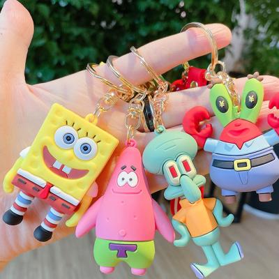 China Wholesale Cute Cute Plastic SpongeBob Plastic Stereo Doll Creative Stereo Doll Bag Gift Bag Key Pendant Small for sale