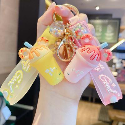 China New Lovely Plush Ice Cream Tassel Key Chain Bag Pendant Plastic Short Personalized Key Chain Girlfriends Gift for sale