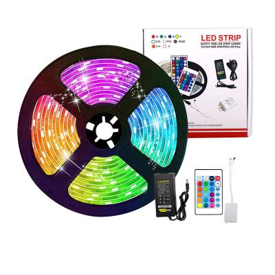 China Commercial Led Light Strips 12V 2835 54D Waterproof 5M/roll RGB Color Changing Lights Flexible Strip With IR Remote Controller Power Kit for sale