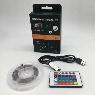 China Hotel Apartment Residence 1m 2m 3m 4m 5m 20 Keys Music Control RGB Usb Powered 5v 5050 Led Backlight TV Usb Powered Led Back Strip Lights For TV Computor for sale