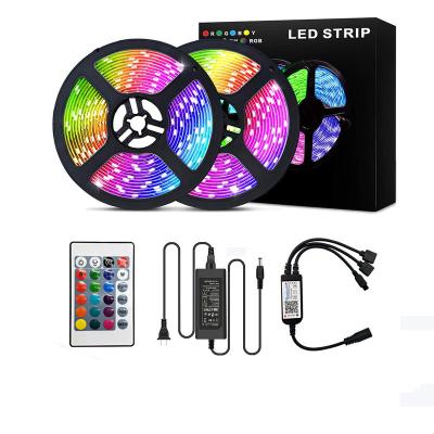 China Restaurant Hotel/Party/House/Hotel/Party/Home/Restaurant 32.8Ft 10m Waterproof 5050 RGB LED Strip Light Kits With 24-Keys 12V 30Leds/M Remote Control for sale