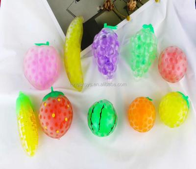 China Toy Bead Inflatable Gel Stress Squishy Ball , Fruit Shaped Rubber Beads Ball Toys for sale