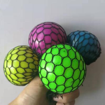 China Toy TL TPR Eco-freindly 6cm Soft Rubber Powder Squeeze Mesh Ball Soft Shiny Toy for sale