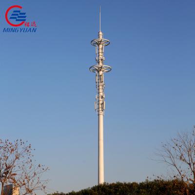 China Galvanized Steel Monopole Telecommunications Tower Poles Telecom Mobile Wifi 100 Ft Te koop