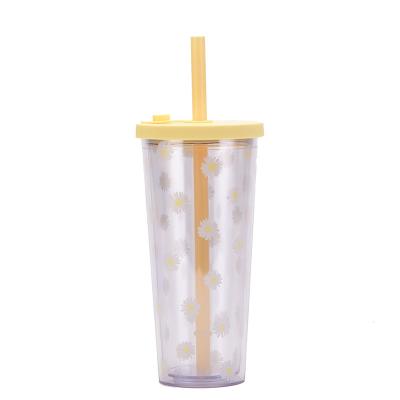 China Popular New design professional reusable silicone tumbler plastic coffee cup straw for sale