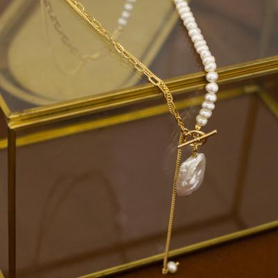 China Environmental Friendly High Quality Vintage Freshwater Pearl Beads Choker Heart Square Zircon Pendant Necklaces For Women Jewelry for sale