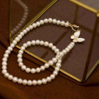 China 2022 New Environmental Friendly Wholesale Freshwater Pearl Necklace 18k Gold Wrapped Jewelry Mother's Day Gift Gorgeous Luxury Women for sale