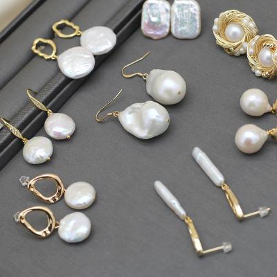 China Asymmetrical Body Sterling Silver Shaped Pearl Earring Retro Baroque Natural Freshwater Pearl Fishtail Full Earrings for sale