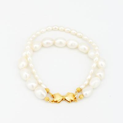 China 18k Gold Beaded Bracelet Bundle Genuine Pearl Romantic Natural Freshwater Pearl Bracelet for sale