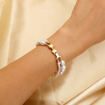 China Wedding Romantic Wholesale Jewelry Ladies Freshwater 5mm Pearl Bracelet Pretty And Fancy Package 18k Gold C for sale