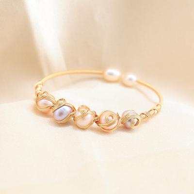 China CLASSIC wholesale freshwater pearl bracelets bangle 18k gold plated 6mm pearl bracelet fancy women jewelry for sale