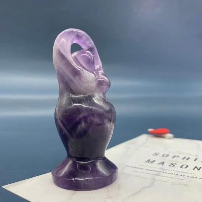 China Europe Natural Hand Carved Crystal Amethyst Quartz Goddess Stone Purple Dancer Crafts For Decoration for sale