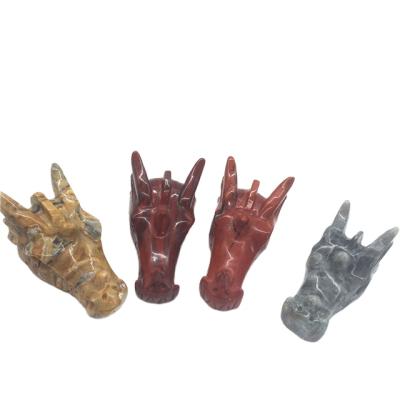 China China Hot Sale Natural Crystal Carving Healing Reiki Crystal Dragon Head Folk Crafts For Home Decoration for sale