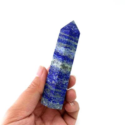 China Europe natural crystal blue magic wand quartz fengshui points lapis lazuli crystal crafts for decoration for sale