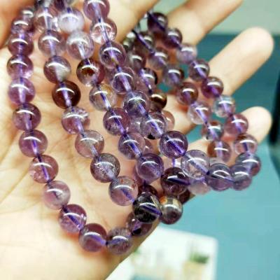 China Hot Selling Europe Natural Crystal Purple Titanium Beaded Bangles Bracelet For Woman Healing Decoration for sale