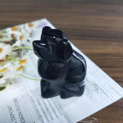 China Wholesale Europe Natural Obsidian Small Carved Dogs Healing Crystal Animals For Decoration for sale