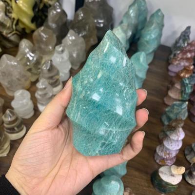 China Europe Fengshui Freeform Natural Blue Crystal Stone Trophy Heals Crystal Gemstone Amazonite Quartz Flame for sale