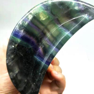 China Europe Hand Carved Colorful Healing Crystal Bowl Fluorite Moon Bowls For Home Decoration for sale