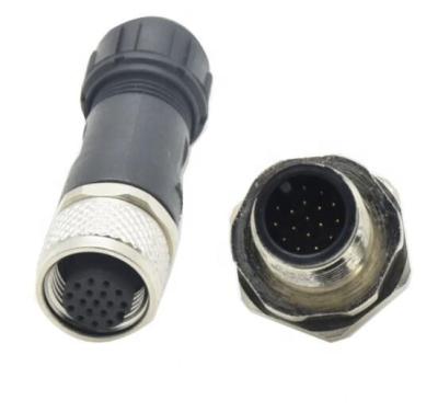 China Automotive Sensors M12 A Code Female Cable Connector Contacts 17pin 6-8mm Weld IP67 PG9 M12 Connector for sale