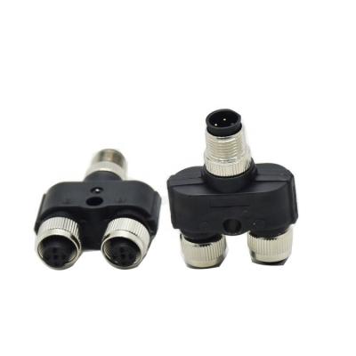 China Automotive Sensors M12 Y Type Connector Male To 2 Female Splitter IP68 NMEA 2000 Connector for sale