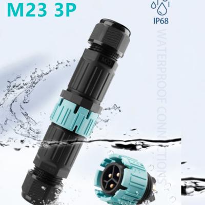 China Automotive Sensors Outdoor LED Lighting Power Connector Quick Connecting Self-lock Male To Female M23 2P 3P IP68 Waterproof Connector for sale