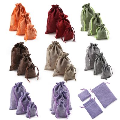 China Small durable fabric drawstring bag and colorful canvas pouch for wrapping jewelry burlap drawstring bag for sale