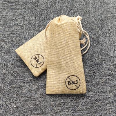 China Mini Cotton Linen Drawstring Bag eco-friendly reusable with custom logo for sale