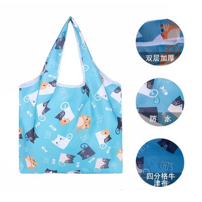 China Promotional Collapsible Bag Excellent Polyester Portable Folding Tote Shopping Bag Expansion Travel Folding Bag for sale