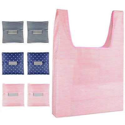 China Custom Printing Eco-friendly Reusable Waterproof Folding Tote Bag Supermarket Shopping Bag Polyester Eco-friendly Nylon Bag for sale