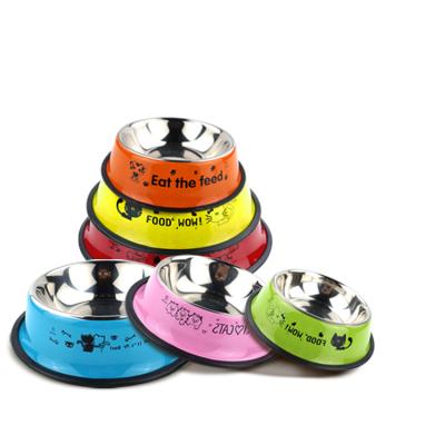 China Non-automatic stainless steel dog bowl with rubber base for small to medium-large dogs, pets the perfect choice of feeder bowl and water bowl for sale